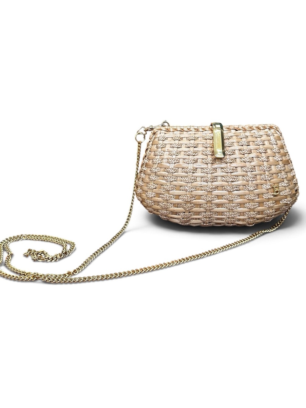 Vintage Bally Handwoven Natural Fiber Evening Clutch Crossbody made in Italy
